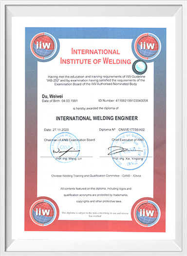 International Welding Certificate